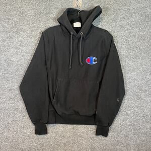 Champion Reverse Weave Sweater Mens Small Black Sweatshirt Fleece Pullover